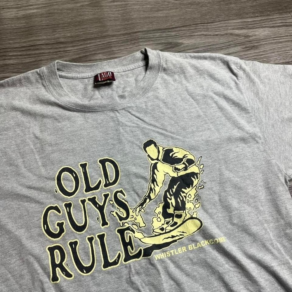 Vintage Funny "Old Guys Rule" Snowboarding Tee